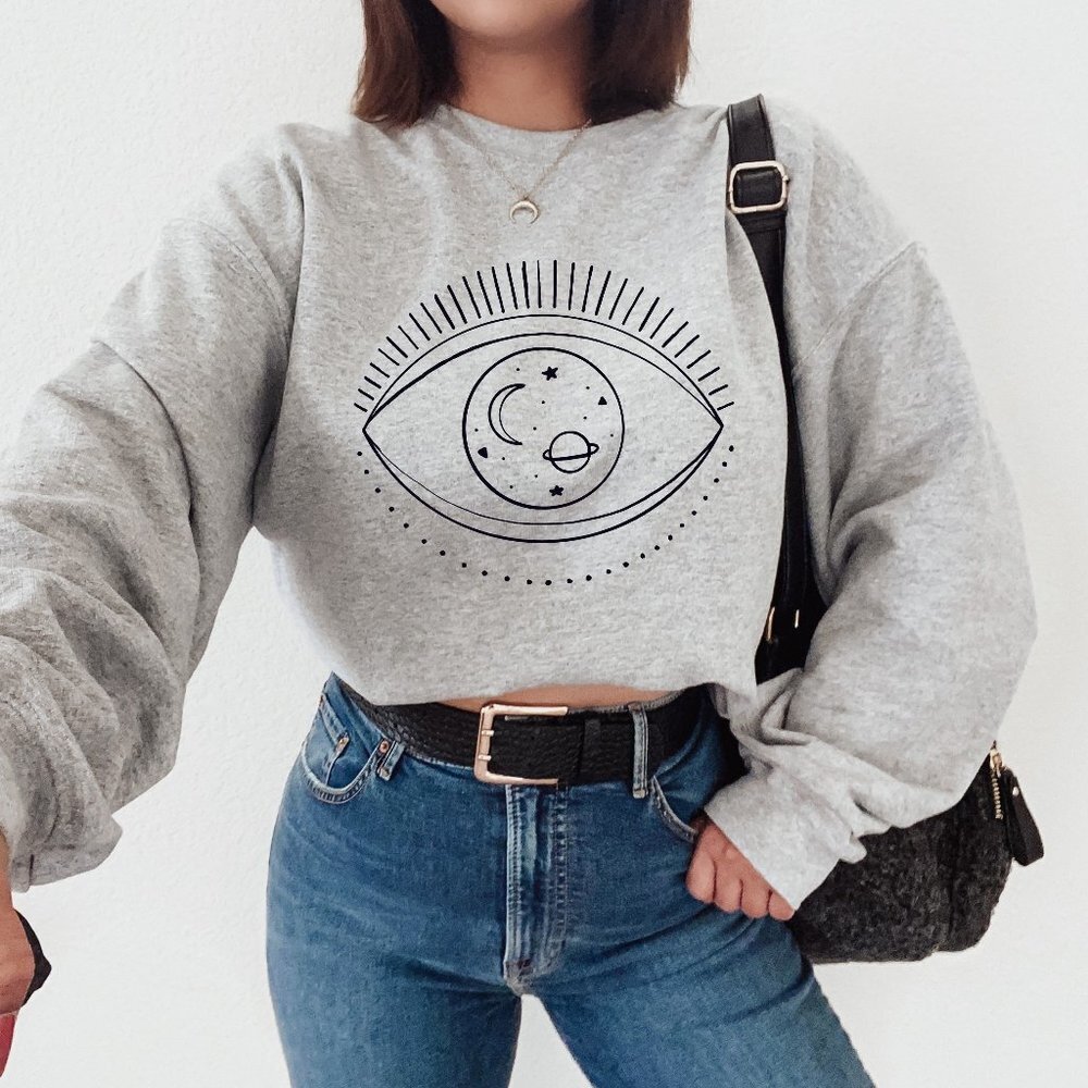 Evil eye Sweatshirt, Galaxy Sweatshirt, Evil eye pullover, Oversized Sweatshirt,